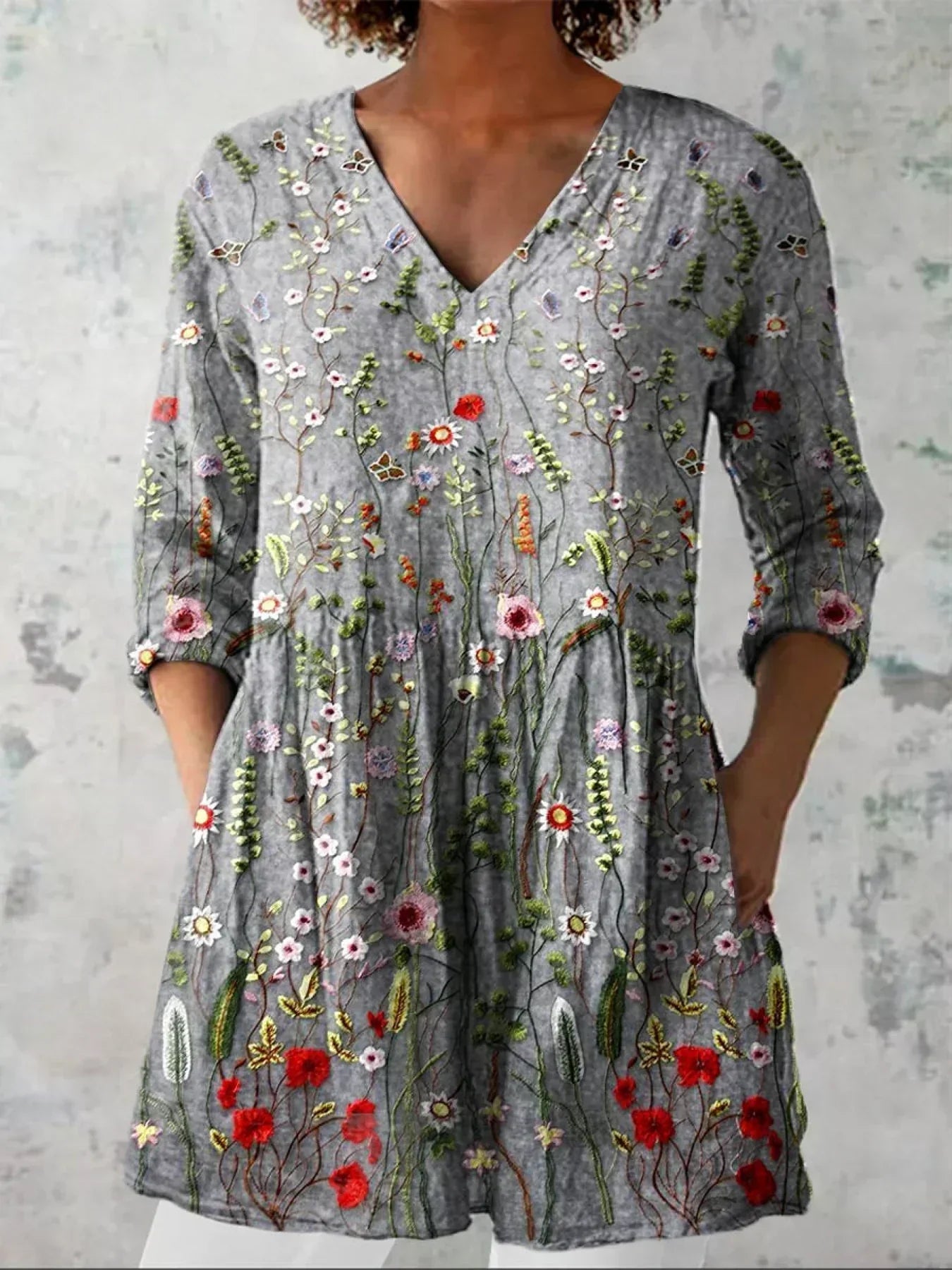 Ava | Chemise V-Neck à Imprimé Floral Heritage