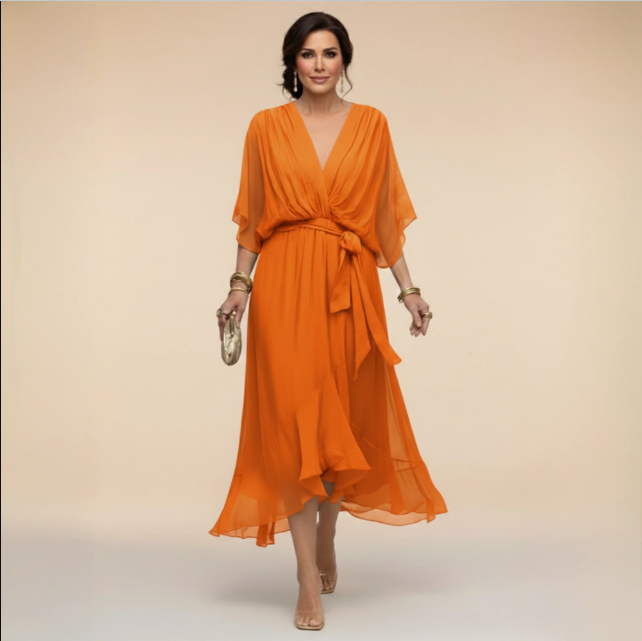 Montse | Robe en georgette à décolleté en V