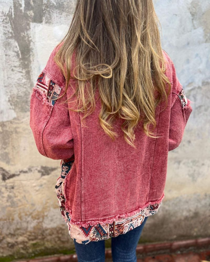 EVA - Veste décontractée en denim patchwork premium