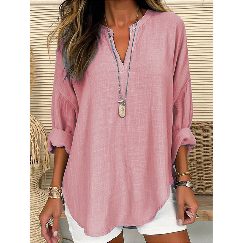 Hazel – Blouse à Col Notch Coupe Relaxée