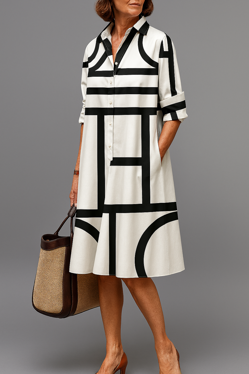 Ellie | Robe midi élégante avec col anti-soleil
