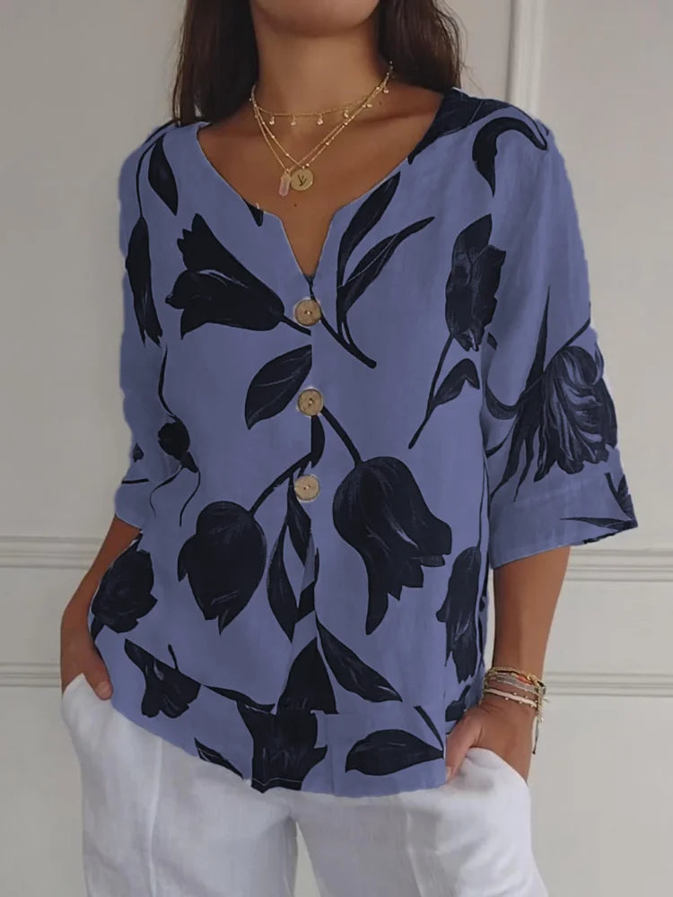 Sanne™ | Blouse à Boutons Florale