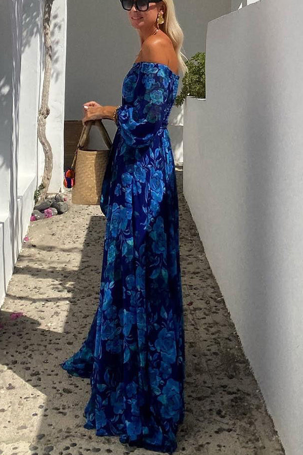 Calista | Robe Maxi Florale à Épaules Dénudées