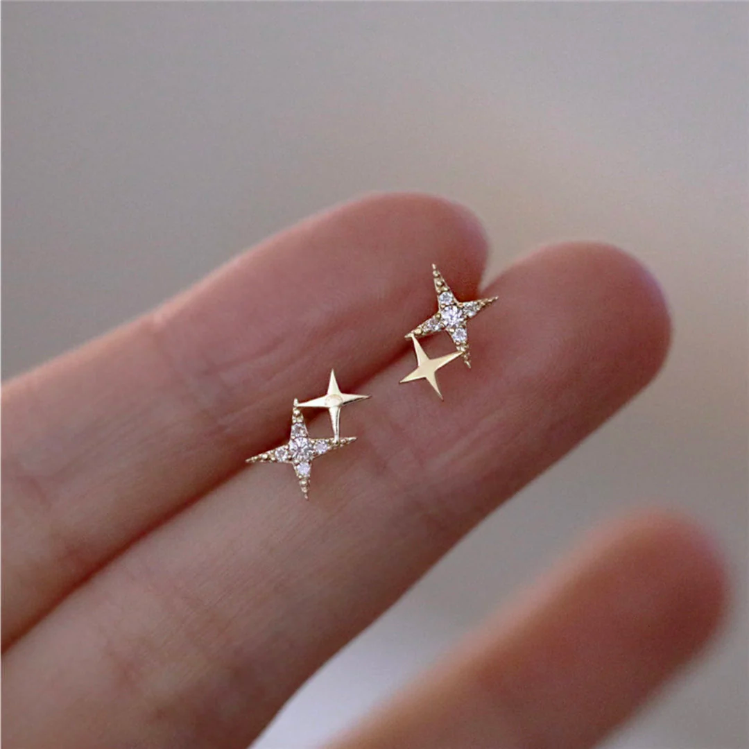 Estina – Boucles d'oreilles en forme d'étoile scintillantes au design délicat