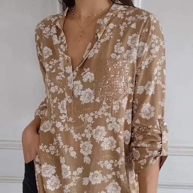 BLOUSE FLEURIE À MANCHES LONGUES FRIEDLINDE