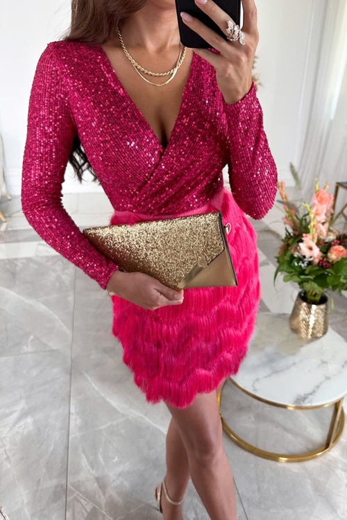 Robe de Soirée longue manche fête pour femme | Mini