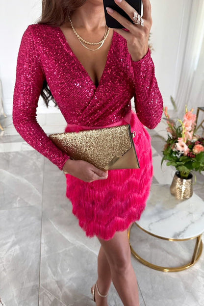 Robe de Soirée longue manche fête pour femme | Mini
