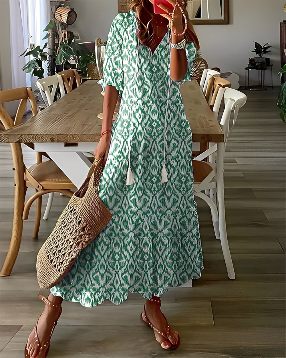 Domitille - Robe élégante à col en V décontractée pour femme