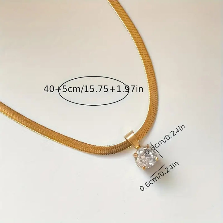Collier élégant avec un pendentif en zircon | Or