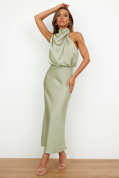 Elise | Robe Halter en Satin Élégante – Gracieuse et Chic