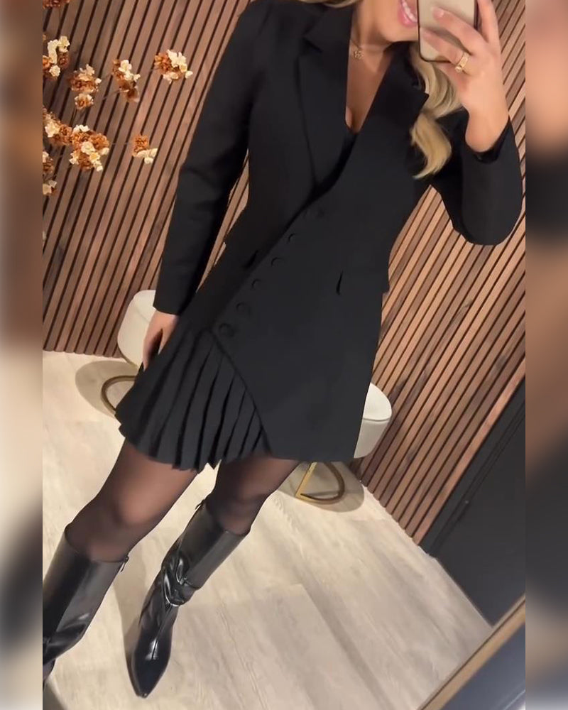 Ally™ | Robe unie avec revers et style blazer
