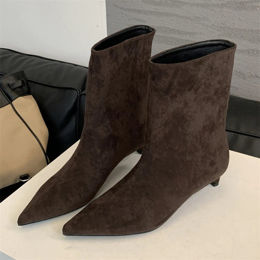 Bottes Maria – Bottes Élégantes en Suède Marron