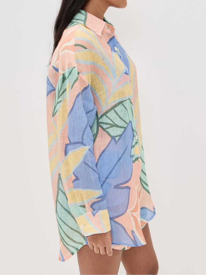 Amandine | Robe courte imprimée avec des feuilles tropicales
