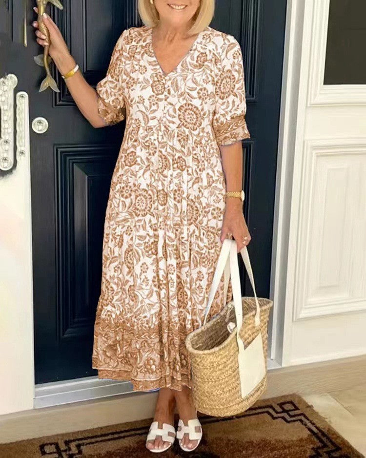 Tallis | Robe Florale Viscérale à Encolure en V