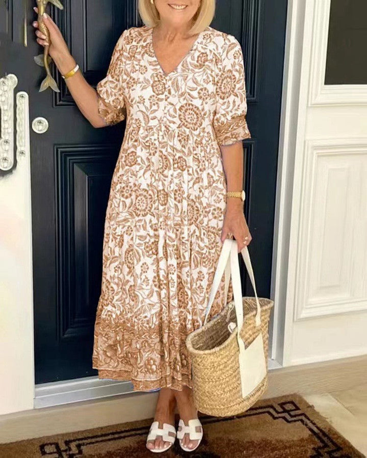 Tallis | Robe Florale Viscérale à Encolure en V