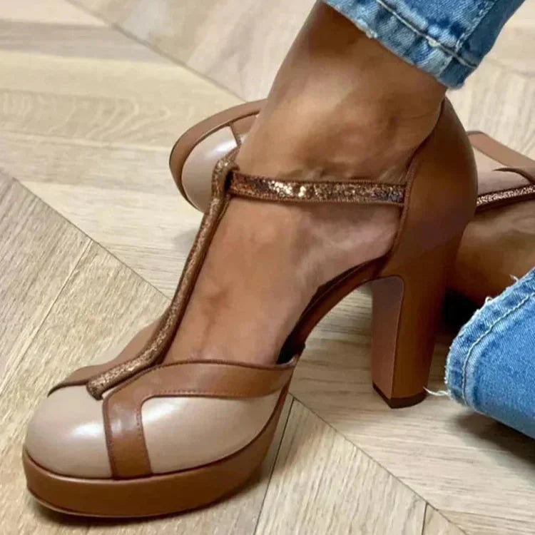 ESCARPINS T-STRAP BICOLOR