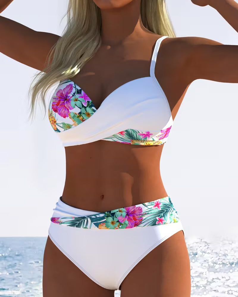 Bikini Bralette Style Imprimé Contrasté