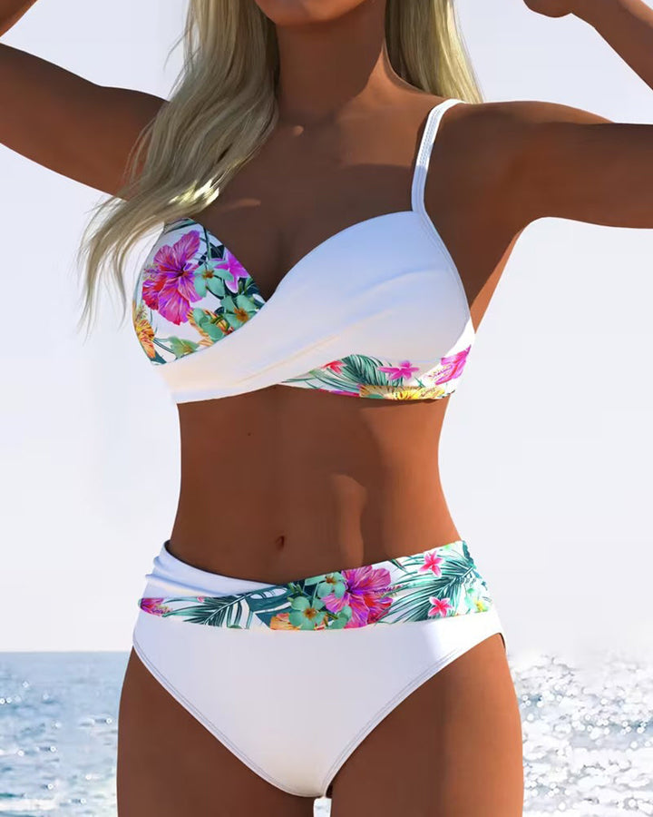 Bikini Bralette Style Imprimé Contrasté