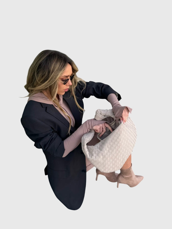 Celeste | Sac Medium Suédé Tressé avec Nœud