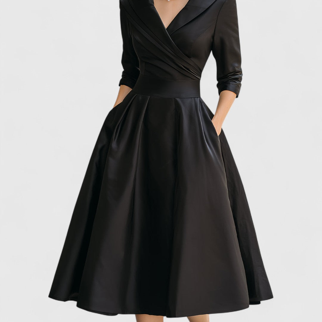 Clara – Robe Midi Élégante avec Décolleté en V