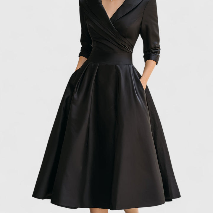 Clara – Robe Midi Élégante avec Décolleté en V