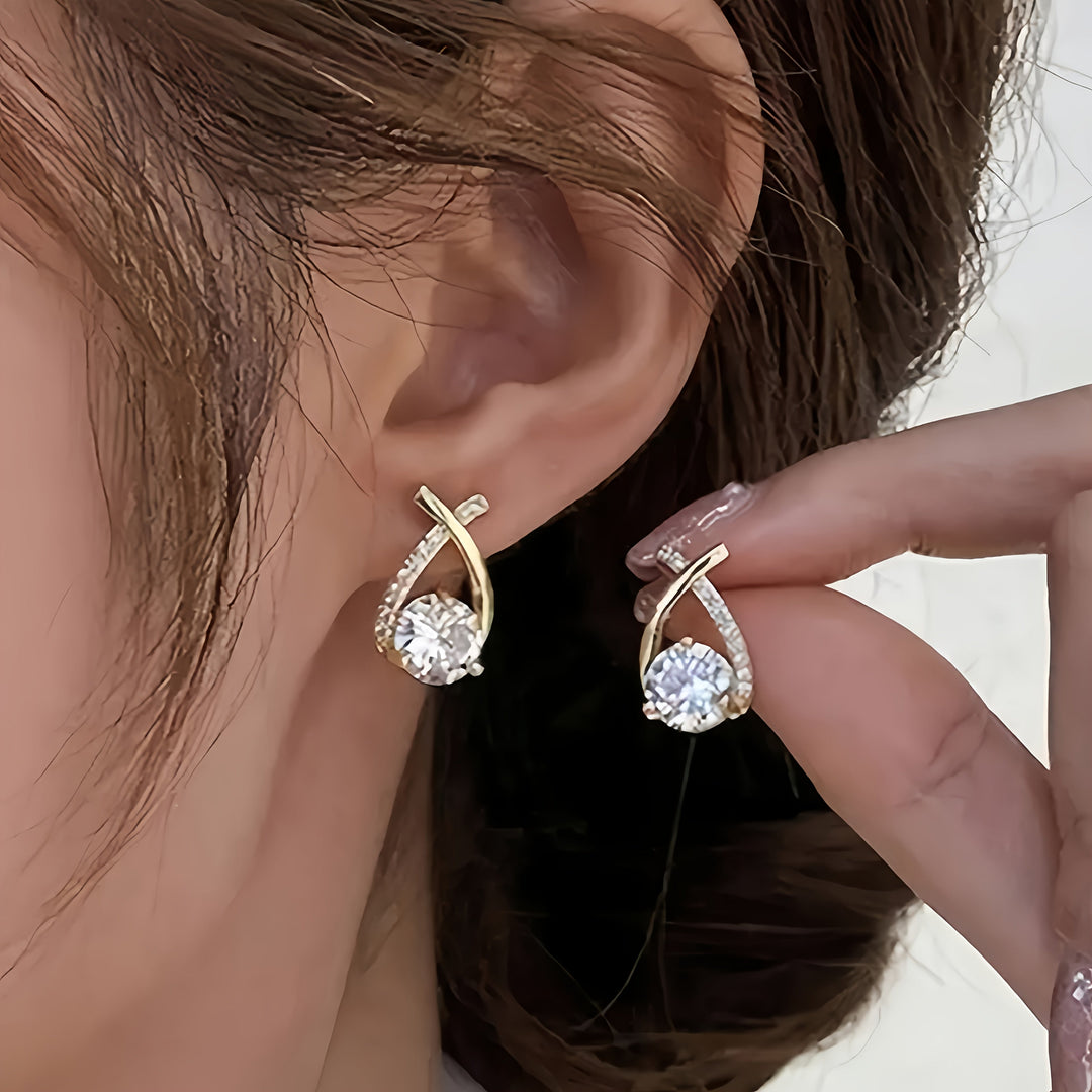 Boucles d'oreilles en zirconium Golden Cross