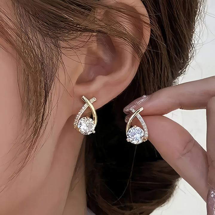 Boucles d'oreilles en zirconium Golden Cross