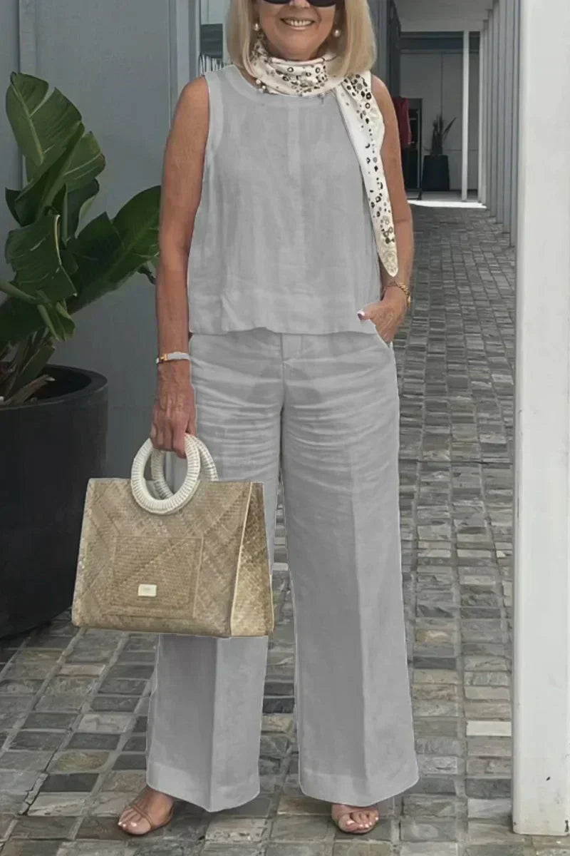 ZURI – COSTUME SANS MANCHES EN COTON ET LIN