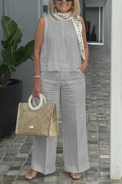 ZURI – COSTUME SANS MANCHES EN COTON ET LIN