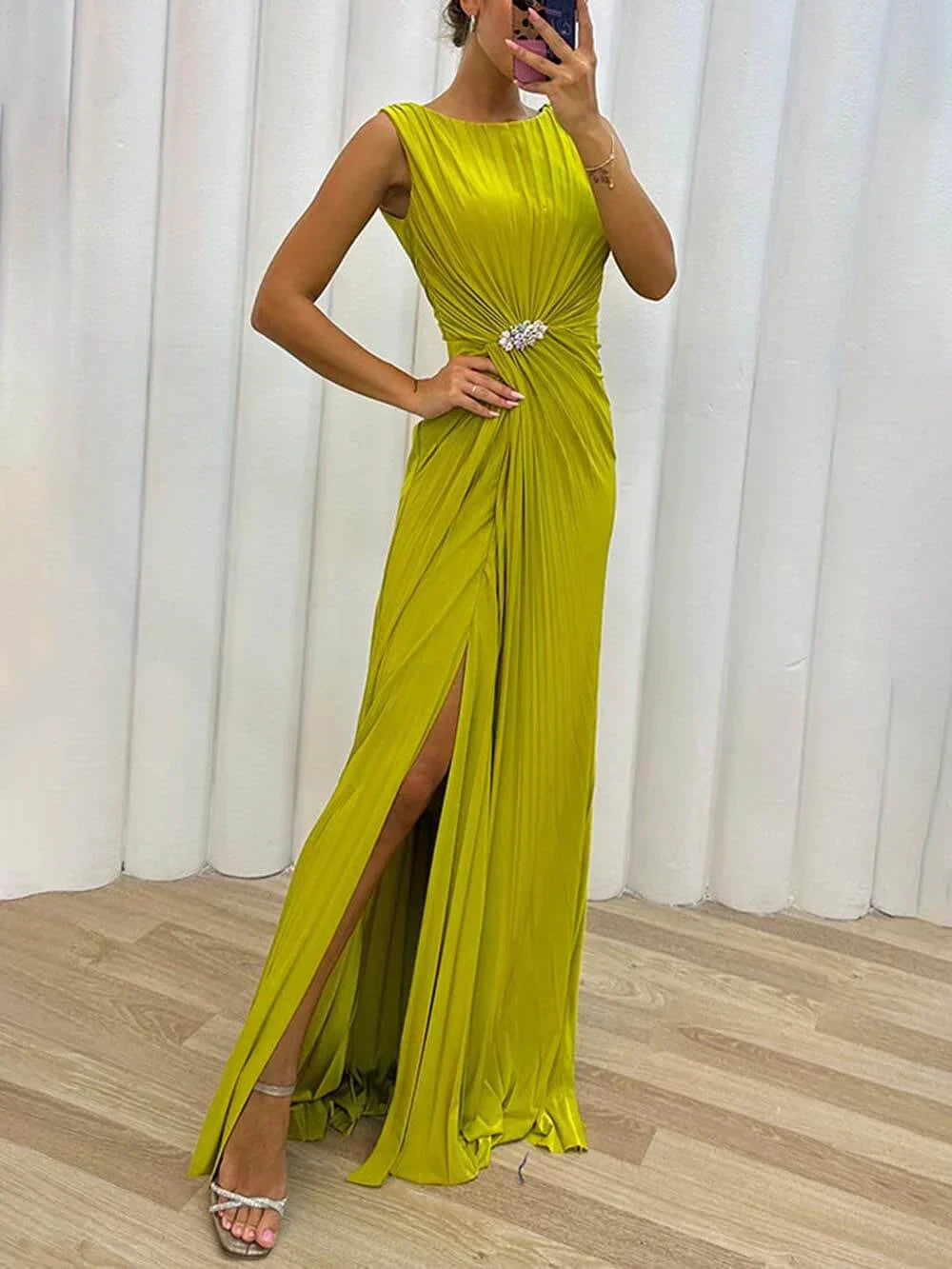 Robe de Soirée Maxi Plissée Davine