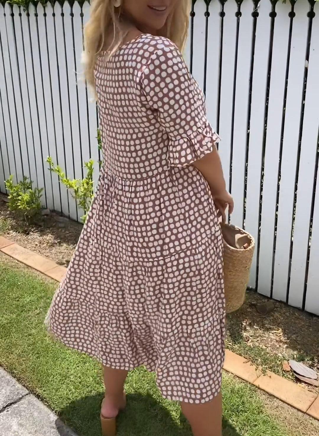 ZORA | ROBE MIDI À MANCHES COURTES EN SABLE
