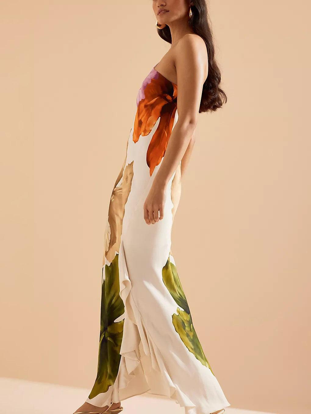 Kira | Robe Maxi Élégante avec Imprimé Floral à Épaule Unique