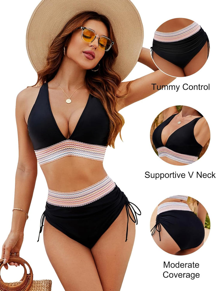 AZALÉE – ENSEMBLE DE BIKINI HAUT À LA TAILLE