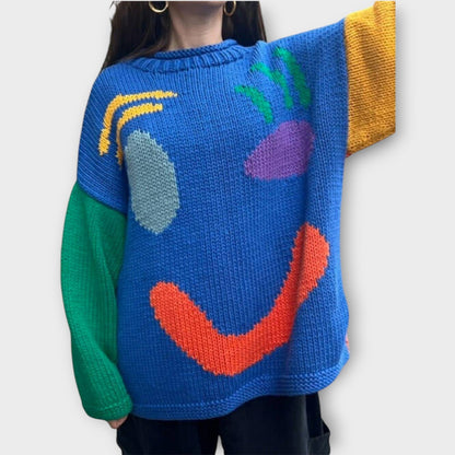 Pull en Maille Abstrait Fait à la Main