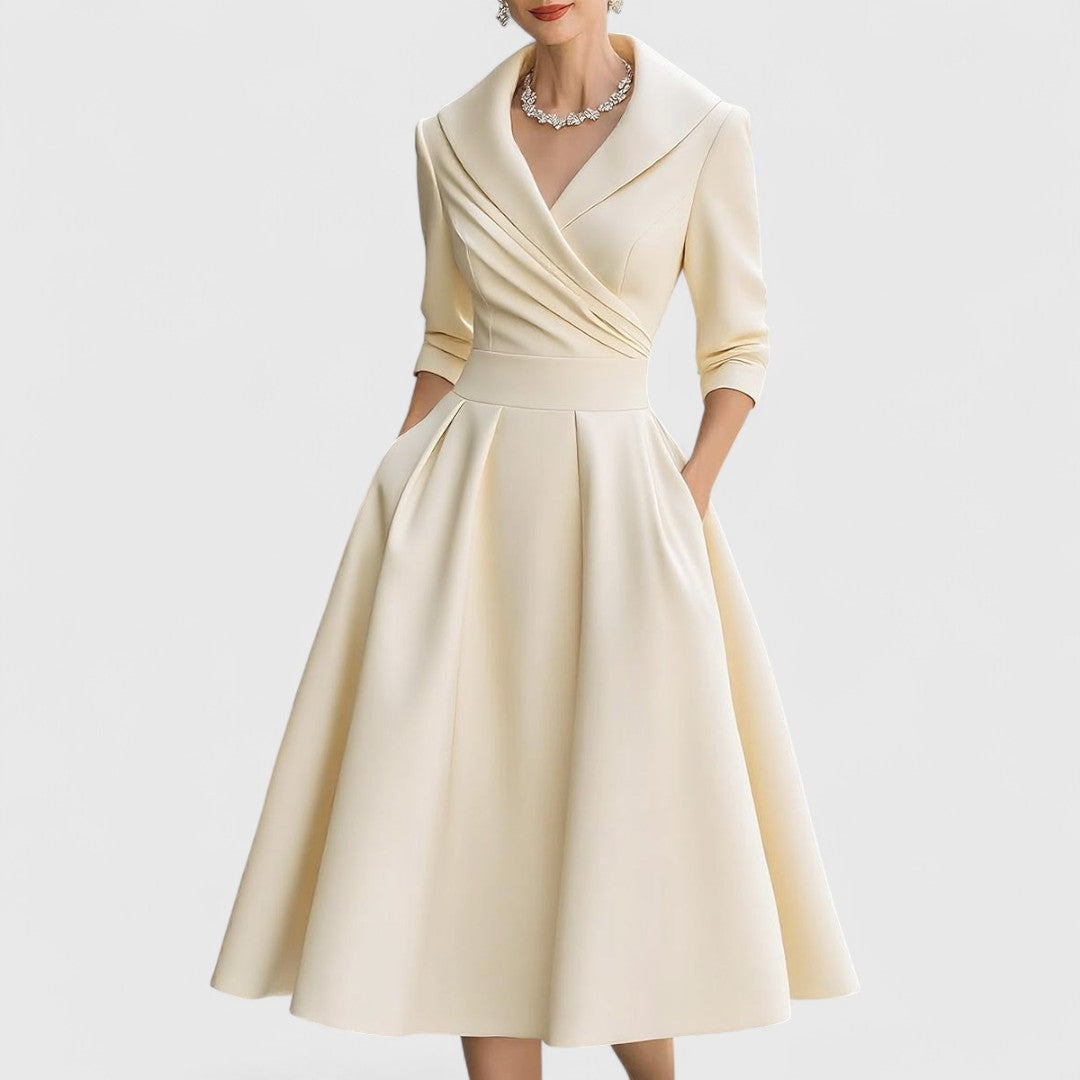 Clara – Robe Midi Élégante avec Décolleté en V