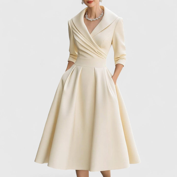 Clara – Robe Midi Élégante avec Décolleté en V