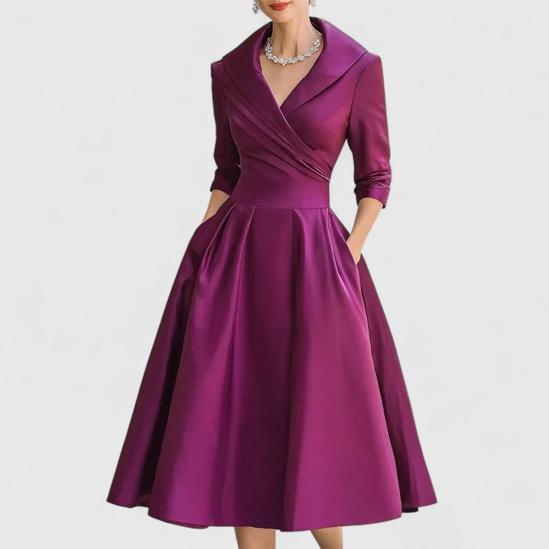 Clara – Robe Midi Élégante avec Décolleté en V