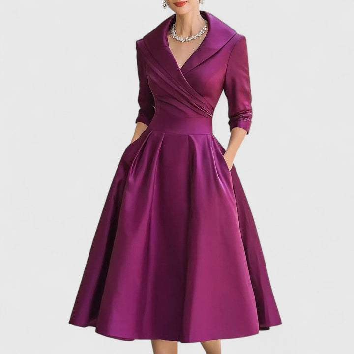 Clara – Robe Midi Élégante avec Décolleté en V