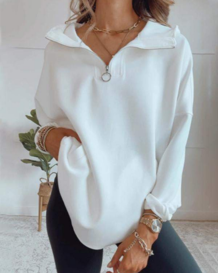 DELISA - Sweat Oversize Confortable avec Zip Quart