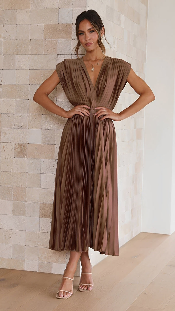 Alexia - Robe midi élégante avec décolleté en V pour femmes