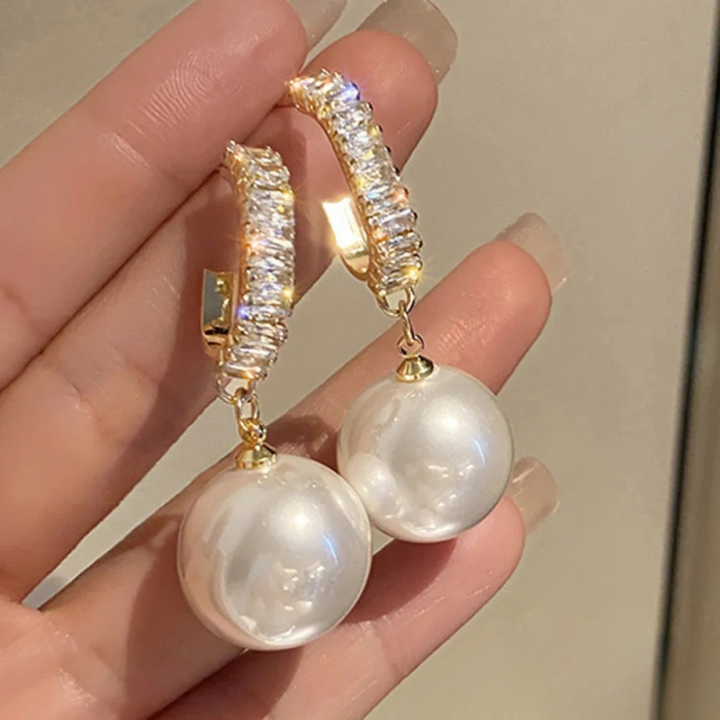 Boucles d'Oreilles de Luxe avec Perle et Zircon