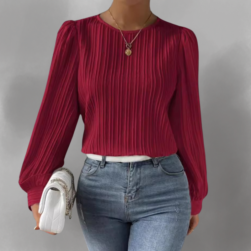 Carly – Blouse Longue à Manches Plissées