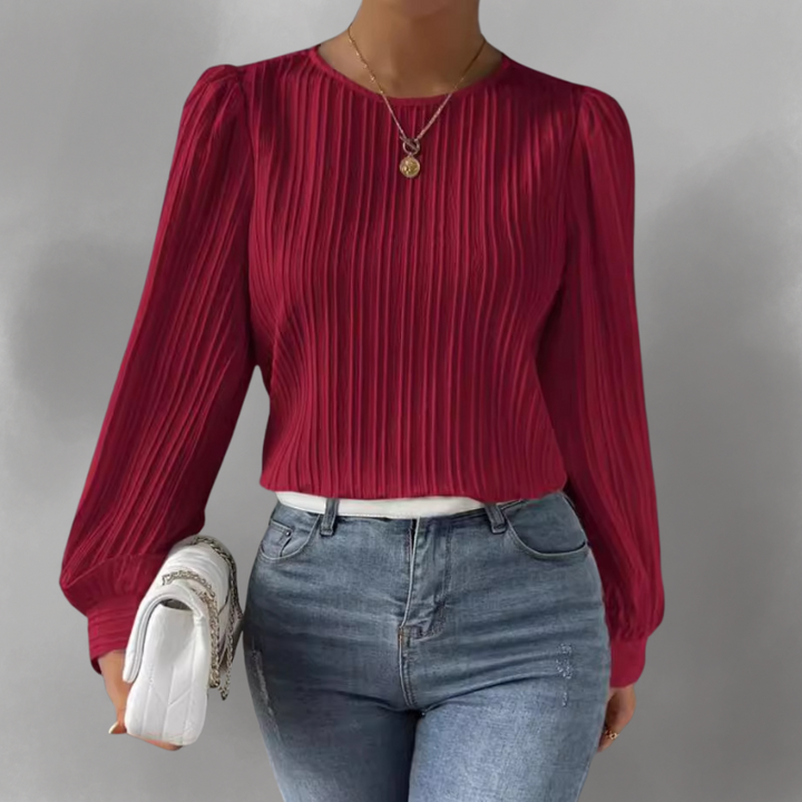 Carly – Blouse Longue à Manches Plissées