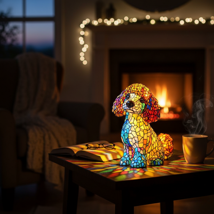 Caniche | Lampe de Peinture en Verre