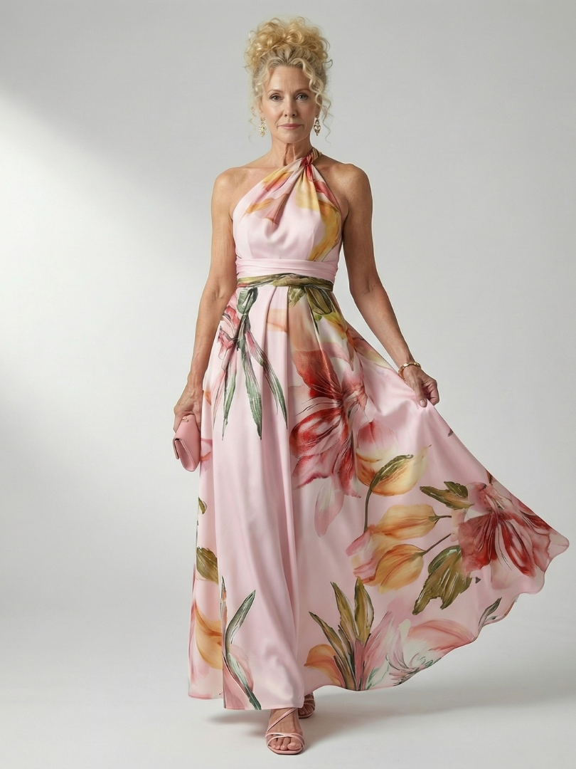 Amiel | Robe Maxi Fleurie Léger - Coupe Américaine Sans Manches