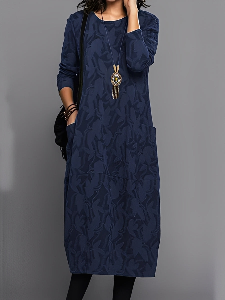 Kadence - Robe élégante à manches longues avec imprimé pour femme