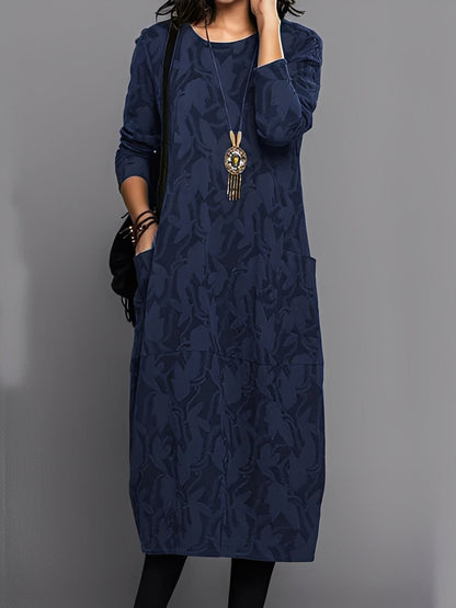 Kadence - Robe élégante à manches longues avec imprimé pour femme