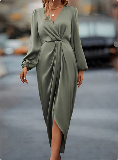 Diantha - Robe élégante avec manches lanternes ouvertes pour femmes