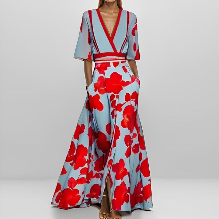 Delores - Robe longue à fleurs avec manches longues