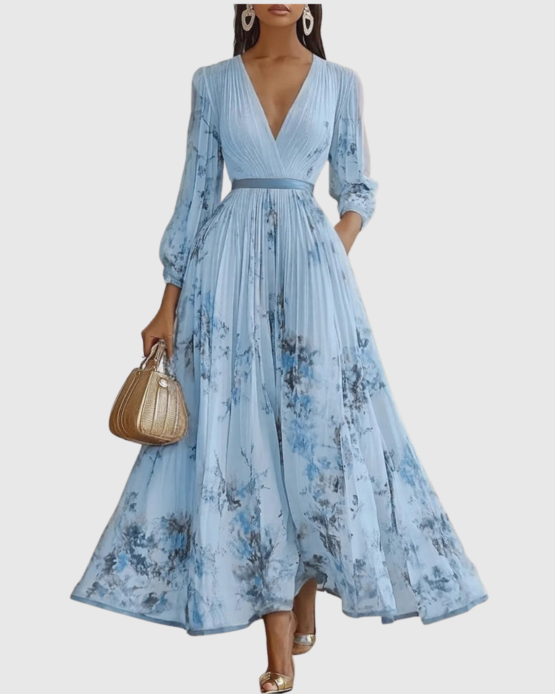 Adeline – Robe Maxi Fluide avec Plis Élégants